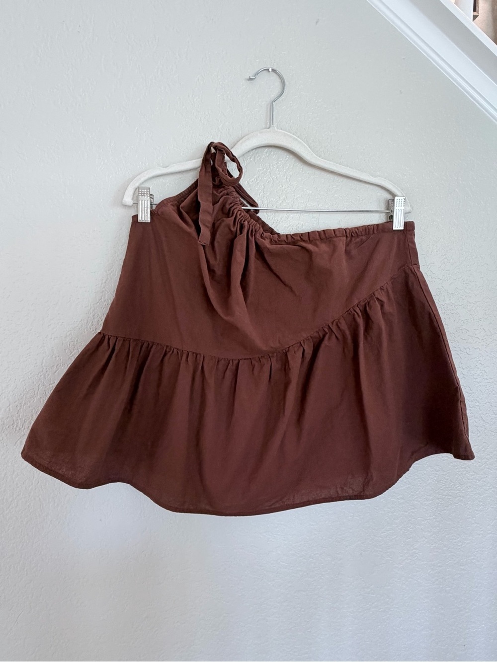 Bronze Snake Halter Crop Top — Chocolate Brown